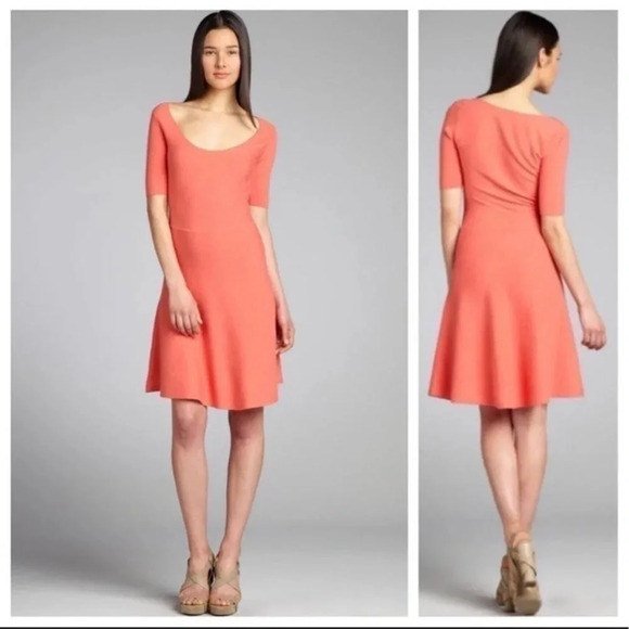 BCBGMaxAzria | Coral “Madisyn” A-Line Cocktail Knit Dress Women’s Size S Small - Picture 1 of 11